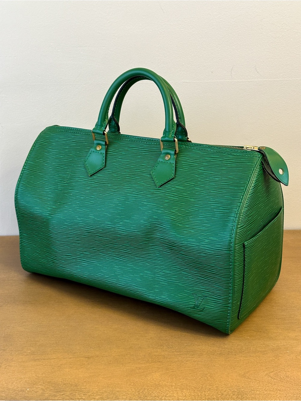 Louis Vuitton Speedy 35 Green Epi Leather Vintage 1994 Satchel
